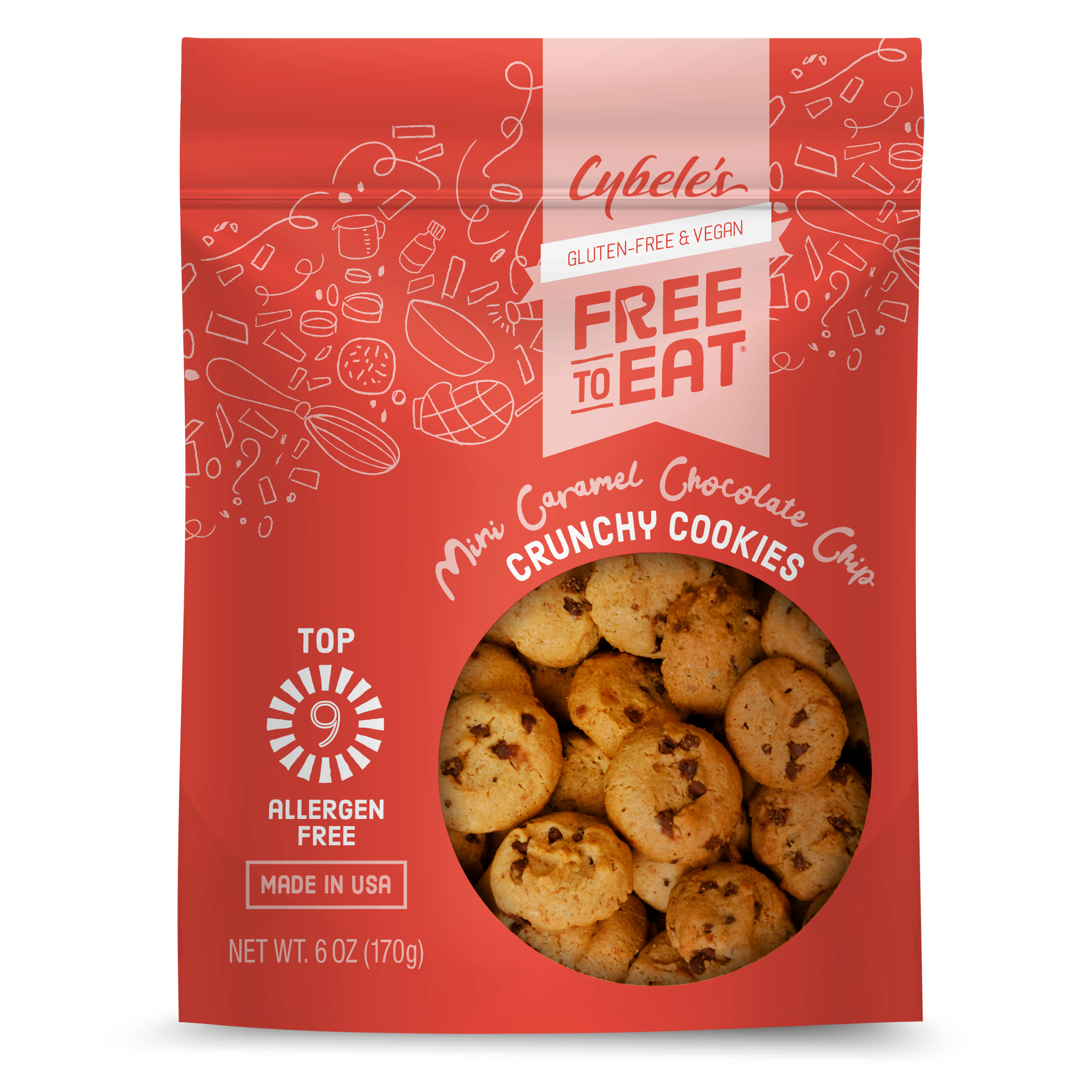 Caramel Chocolate Chip Mini Crunchy Cookies - NEW! (6 Pack)