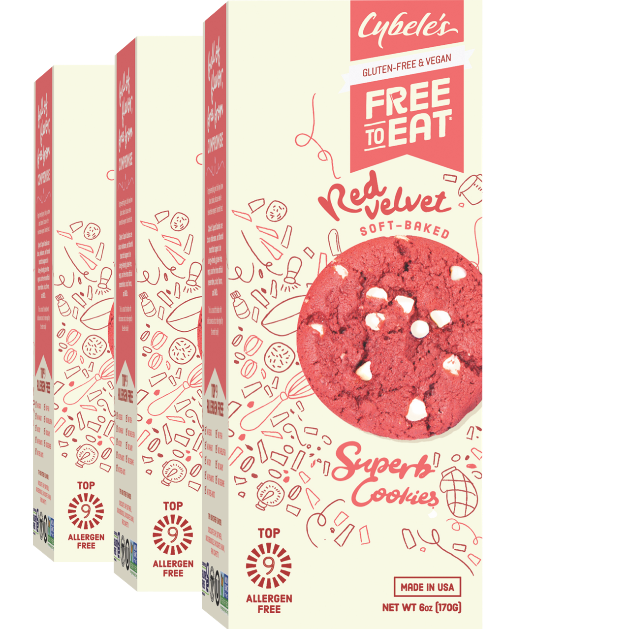 3 boxes of Red Velvet Soft Baked Cookies