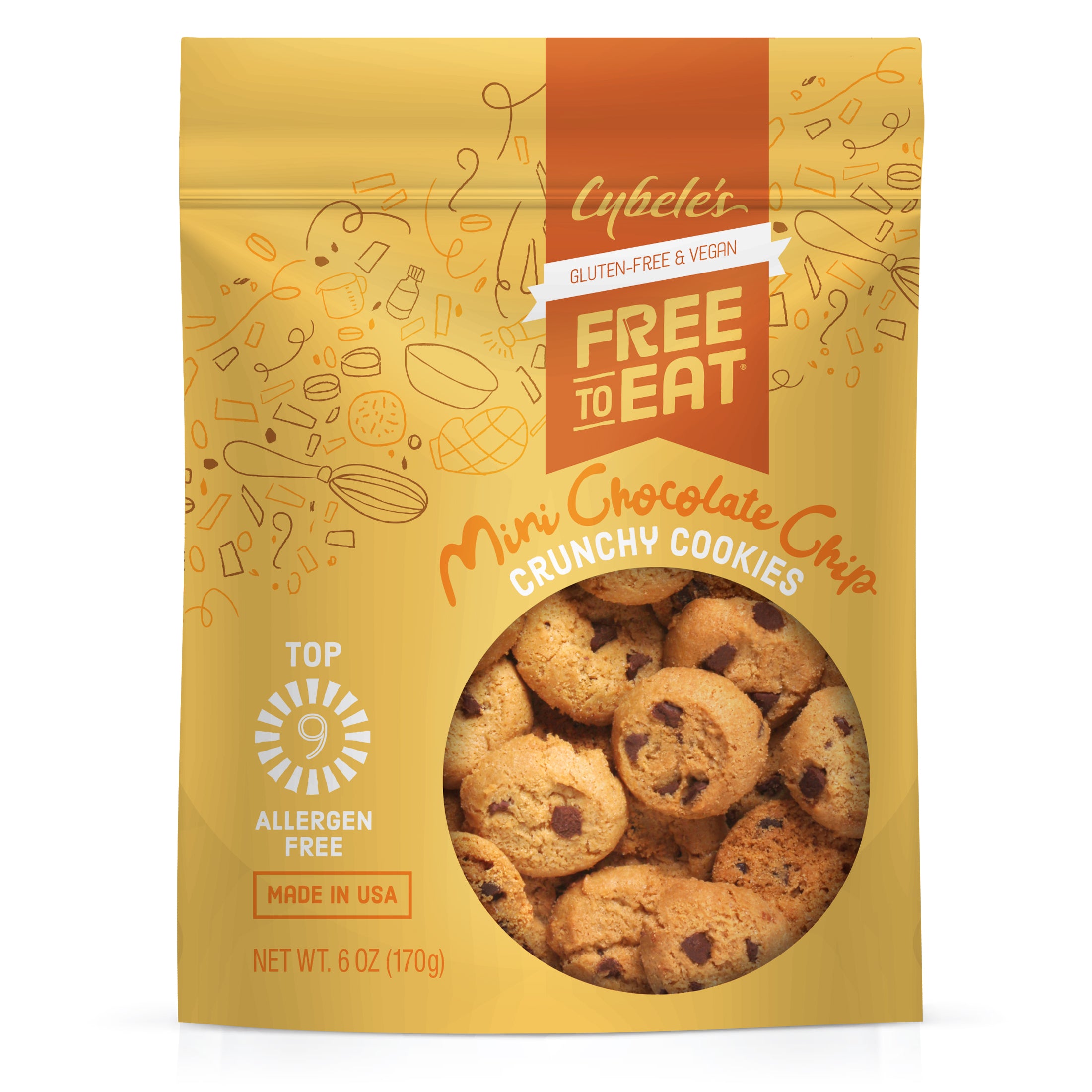 Front of Mini Chocolate Chip crunchy cookies bag 