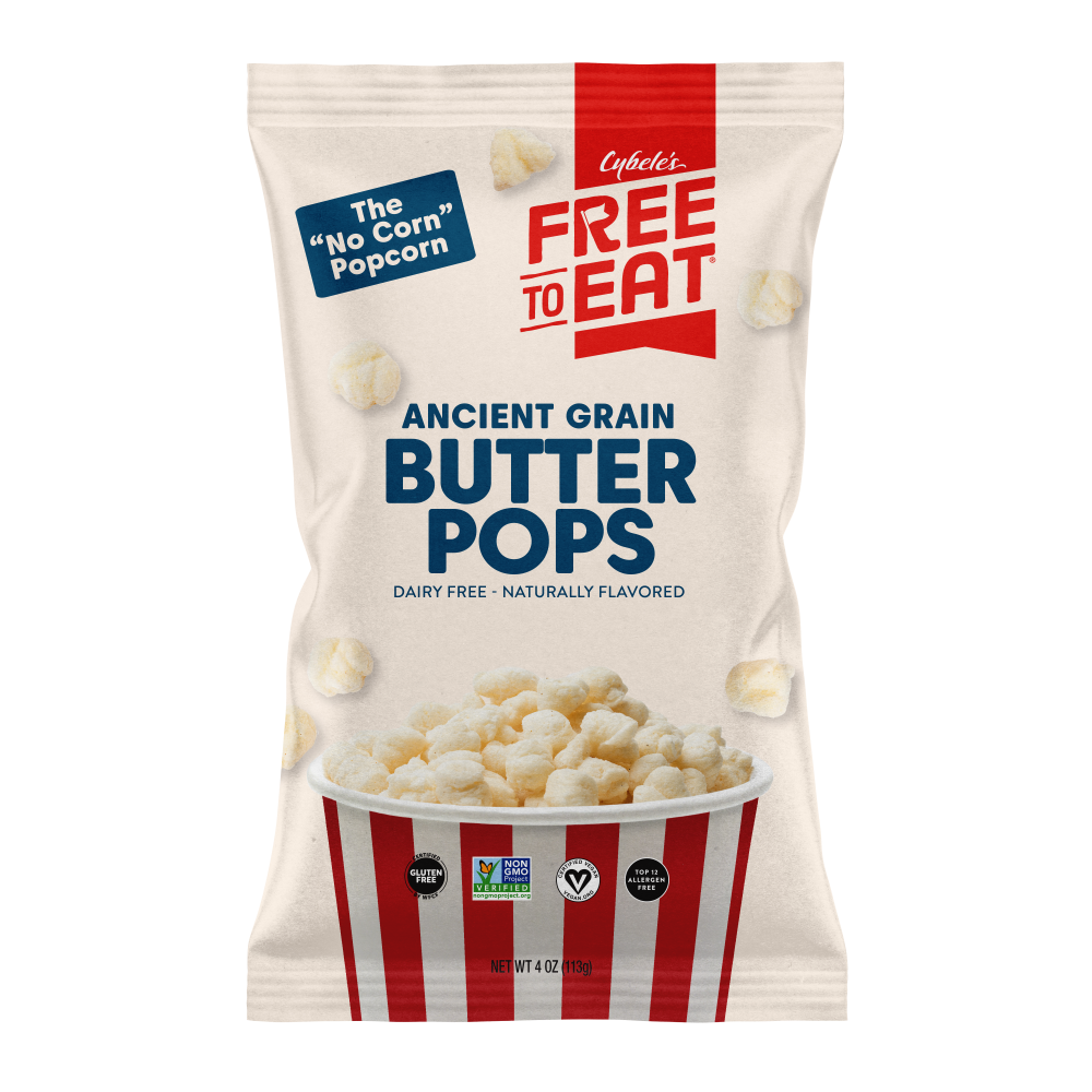 Front of Ancient Grain Butter Pops Bag
