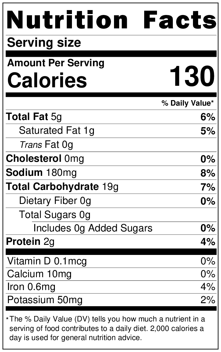 Ancient Grain Cheddar Butter Nutrition Facts Panel