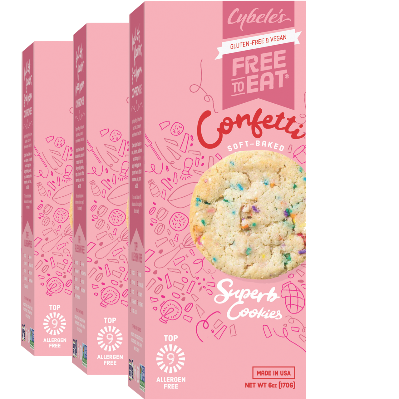 3 boxes of Confetti Soft Baked Cookies